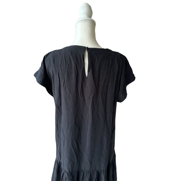 NINE WEST Black Drop Waist Ruffle Dress Size M - Picture 6 of 7